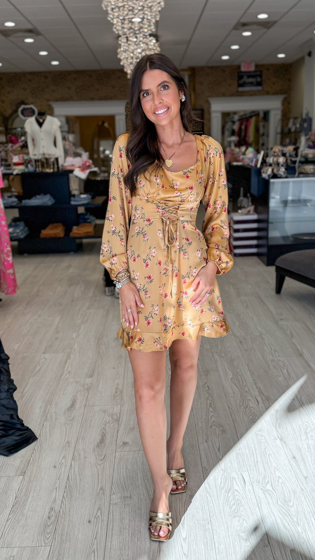 Front Lace-Up Mini Dress Front Lace-Up Mini Dress