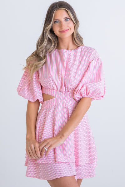 Karlie Stripe Poplin Cut-Out Tie Dress – Amy's Boutique Elizabethtown